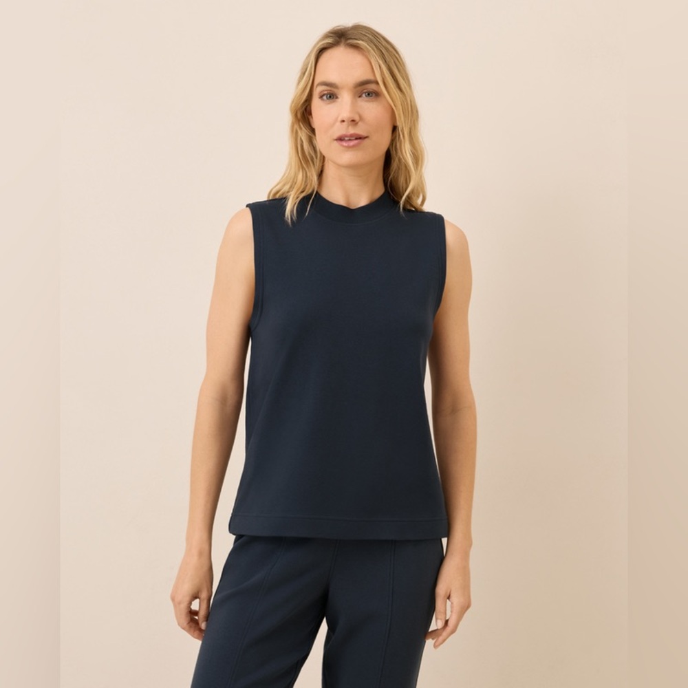 Pact Sleeveless Mock Neck Top in Navy